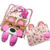 Generico Set Scuola Bambini, Sacca e Tovaglietta Personalizzata con Nome, 100% Cotone, Zainetto Artigianale con Animaletto, Asilo (Orsetto)