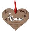 Faltec Palline di Natale in Legno Personalizzate per Nonni, Buon Natale con Dedica, 3 modelli fra cui scegliere -idea regalo di Natale Nonna, Nonno, Nonna (Cuore)