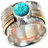 Kanika Jewelry Trove Wide Fusion Band Ring, 925 Sterling Silver Wide Band Rings for Women, Birthstone December Rings, Turquoise Bridesmaid Rings Gift Spinner/Non Spinner Size 7 (US Ring size 4, Turquoise)