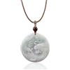 ReadJade Naturale A-Grade Jade Dragon Phoenix Disc Ciondolo Alla Moda Semplice Fatto A Mano Maglione Catena (Cammello)