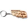 Faltec Portachiavi personalizzato in legno CAMPER, per gli amanti del campeggio - personalizzalo con il tuo nome
