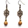 Handmade Orecchini boho con perline di diaspro e ciondolo in filigrana, dorate, Made in Italy, Bijoux da donna, Lavorazione Artigianale