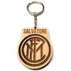 Faltec Portachiavi personalizzato compatibile Inte r in legno con nome personalizzato- Portachiavi squadra del cuore nero-blu - internazionale - calcio - serie A