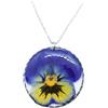 Handmade Generico Collana Donna Fiore Vero Viola del Pensiero Essiccato Pressato in Resina Ciondolo Pendente Cerchio Acciaio Accessorio