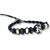 LuZ ITALY Bracciale tribale in cotone cerato intrecciato a mano con inserti in osso e legno - Regolabile