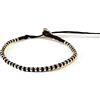 LuZ ITALY Bracciale in cotone cerato con inserti in pepite - allungabile colore Marrone scuro Testa di Moro