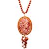 Handmade Collana Cammeo, Ceramica di Caltagirone, perle rosse e perle bianche