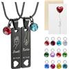 Fanery Sue Collane Coppia Personalizzati, Regali di Coppia San Valentino per Lui e Lei, Collane di Coppia Assortiti, Regalo per Coppia Fidanzati per Anniversario Compleanno Matrimonio (Nero)