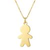 Generico Collana Bambino in Argento 925 Placcato Oro 18kt, Ciondolo Bimbo Catenina Veneziana, Pendente Sagoma Figlio, Regalo Mamma Nascita Battesimo, Gioiello Artigianale Made in Italy (40, Centimetri)