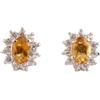 Handmade Citrine Stud Earring with CZ 925 Sterling Silver November Birthstone Jewelry Prong Setting Handmade Jewelry