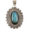 Handmade Ciondolo vintage con pietra preziosa labradorite blu appariscente, fatto a mano, unico, artigianale, in argento sterling 925, regalo per lei.