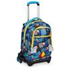 Seven SJ Gang Trolley Scuola Jack 3 Ruote, Blu, Go to Space, 3 in 1, Triplo Uso, Zaino Con Carrello Sganciabile, Tasca Porta Borraccia e Crossover System, Elementare, Bambino
