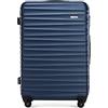 WITTCHEN Valigia da viaggio grande trolley check-in guscio rigido ABS 4 ruote piroettanti chiusura a combinazione maniglia telescopica Groove Line blu navy Ryanair/ITA Airways/easyJet/Wizz Air