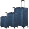 Valigeria.shop Set 3 Valigie in Poliestere Leggero Semirigide - Espandibili, 4 Ruote Doppie Girevoli 360° - Piccola bagaglio a mano 55 cm, Media 66 cm, Grande 77 cm da viaggio in offerta JONY: 895 (Blu)