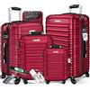 KESSER® Set di 4 valigie rigide, valigia da viaggio, set valigia trolley incl. bilancia per bagagli + etichetta per bagagli, serratura, 4 ruote ABS guscio duro manico telescopico S-M-L-XL