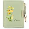 Jeweidea Portafoglio Personalizzato per Donna con Foto Incisa e Nomi Piccolo Portafoglio Bifold con Tasca Portamonete con Cerniera per Mamma, Fidanzata, Regali di Natale Personalizzati (A-Verde)