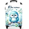 NoBoringSuitcases.com NoBoringSuitcases© Valigia Bambini, Trolley Bambino, | 55x40x20 cm - 10 kg, Bimbo, Personalizzabile (Jeune hibou - Blu)