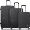 Franky Dallas 3.0 Trolley rigido con 4 ruote Set valigie da 3 pezzi | Dotato di serratura TSA, tassello estensibile, leggero | Bagaglio a mano per uomo-donna