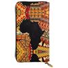 hhxvcv Portafoglio in pelle con stampa scozzese bianca e nera - Elegante pochette lunga bifold porta carte con tasca portamonete, portafoglio leggero, Modello etnico mappa africana, Taglia unica