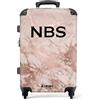 NoBoringSuitcases.com Valigia Personalizzabile, Valigia Grande, Serratura TSA, Valigia Media, Trolley Grande Rigido, Suitcase Large, Valigia Grande 23 kg (67cm - 72L) (Marmo - Oro rosa)