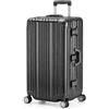 Travelhouse London, valigetta rigida in alluminio, con telaio in alluminio, diverse misure e colori, T1169, Nero , Großer Koffer XL, Valigia