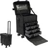 DCSYOG Valigetta cosmetica per parrucchiere, trolley, con 8 cassetti e ruote girevoli a 360°, valigetta per trucchi da viaggio, estetista, parrucchiere, Nero , alla moda