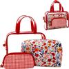 Camomilla Milano Set 3pz Beauty Bag Donna, PVC, Collezione Sweet Bloom, Misura M, Colore Rosso