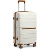 British Traveller Bagaglio a Mano 56x37x22 cm Valigia Trolley Rigida 4 Ruote, Bianco