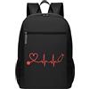LOUJIN Zaino Nero Infermiera Stetoscopio Heartbeat 17 Zaino Laptop per Uomo Donna Leggero Daypack, #01, 30cm*17cm*43cm, Borsa da scuola