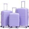 R.Leone Valigia da 1 Fino a Set 3 Bagaglio mano 55x40x20 Ryanair, Medio, Grande Ultra Strong Antiurto Resistente Trolley rigido leggero 8 ruote Polipropilene 6080 (Lilla, Set 3 Pezzi S M L)