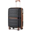 British Traveller Valigia Rigida 56cm Trolley Piccolo PP Leggero con TSA Lucchetto (20pollici, Nero)
