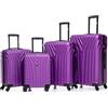 R.Leone Valigia da 1 Fino a Set 4 Trolley Rigido grande, medio, bagaglio a mano e bagaglio EasyJet 45X36X20cm 4 ruote in ABS 9002 (Viola, Set 4 Pezzi XS S M L)