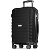 POSH Valigia rigida L in polipropilene - Trolley leggera da 3,2 kg con effetto carbonio - Bagagli robusto con 4 doppie ruote - Capacità 63 litri, resistente ai graffi - 65x45x27 cm