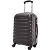 R.Leone Valigia Trolley Bagaglio a mano Rigido Ultraleggero in ABS 4 Ruote Autonome (Grigio, 20267 Valigia 55x38x23cm)