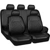 TENREV Auto Coprisedili Universale per BMW X3 E83 2004 2005 2006 2007 2008 2009 2010,Pelle Completo Impermeabile Set Fodere Anteriori E Posteriori,A-Black
