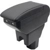 KAERGK Scatola per braccioli a doppio strato per Ignis 2016-2021 Scatola portaoggetti per console centrale con 4 porte USB Portabicchieri Accessori per braccioli Nero