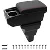 KAERGK Bracciolo per Auto per Hyundai i10 2007-2019 Console Centrale Dell'auto Doppio Strato di Spazio con Portabicchieri Facile da Montare Pelle Confortevole e Resistente Nero (Linea Rossa)
