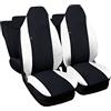 Rebeca Shop® Coprisedili auto compatibili con Smart ForFour, Made in Italy, tessuto poliestere, set coprisedili anteriori e posteriori (Nero - Bianco, Set completo (anteriore + Posteriore))