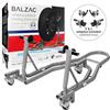 BALZAC Cavalletto Moto Posteriore Alzamoto Universale con Ruote, Struttura in Acciaio Rinforzato, Include Supporti a V e a L, Portata 200kg, per Officina e Garage