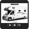 kamiustore Adesivo MC Louis MOD: Pennello per Camper in Vinile prespaziato - Kit 8 Adesivi componibili (Nero/Grigio Chiaro)