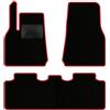 QUEMAR Tappetini Auto compatibili con Tesla Model Y dal 2020 anche Juniper/Kit Tappeti Moquette e Gomma su Misura (Set 2 Anter.+1 Poster.)/ Ricami e Colori Personalizzati (Bordo Rosso, 0 Ricami)