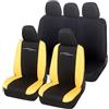 Rebeca Shop Coprisedili auto universali Made in Italy - Racing - schienali posteriori con 2 zip - airbag compatibili in vari colori (Nero/Giallo)