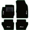 QUEMAR Tappetini Auto compatibili con Ford Fiesta MkVI 6 serie 2008-2017/Kit Tappeti Moquette e Gomma su Misura (Set 2 Anteriori + 2 Poster.)/Ricami e Colori Personalizzati (4 Ricami, Bordo Verde)