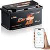 LiTime Batteria al Litio 12V 100Ah H190 per Camper (DIN H8 L5), Batteria LiFePO4 con Bluetooth e Autoriscaldamento, Max 15000 Cicli, Energia 2560Wh, Adatta per Furgone Camperizzato, Impianti Solari