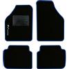 QUEMAR Tappetini Auto per Lancia Musa 2004-2012, Bordo Blu, 1 Ricamo | Kit Tappeti Moquette e Gomma su Misura / Set 2 Anteriori + 2 Posteriori / Ricami e Colori Personalizzati / Antiscivolo