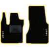 QUEMAR Tappetini Auto compatibili con Smart Fortwo W453 dal 2014 / Kit Set 2 Tappeti in Moquette e Gomma su Misura/Ricami e Colori Personalizzati (2 Ricami, Bordo Giallo)