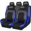 MaKeMoney 9 Pezzi Auto Set Coprisedili per Citroen C3 2020-2025 2026, Pelle Copri Sedili Auto Traspirante Interno Accessori,A/Black Blue