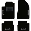 QUEMAR Tappetini Auto compatibili con Alfa Romeo Giulietta 2010-2016/ Kit Tappeti Moquette e Gomma su Misura (Set 2 Anteriori+2 Posteriori)/Ricami e Colori Personalizzati (Bordo Nero, 4 Ricami)