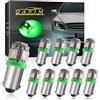 QasimLed verde 24V BA9S 5SMD 5050 LED T4W 60LM Car Interior angolo cupola Mappa RV luci targa (pacchetto di 10)
