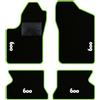 QUEMAR Kit Tappetini Auto per Fiat 600 1998-2010, Bordo V.Acido, 4 Ricami